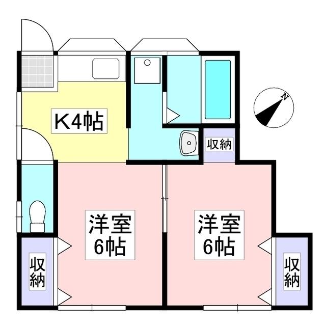 博栄荘(2K/1階)の間取り写真