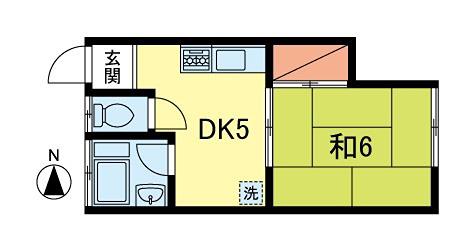 ヨシノハイツ(1DK/2階)の間取り写真