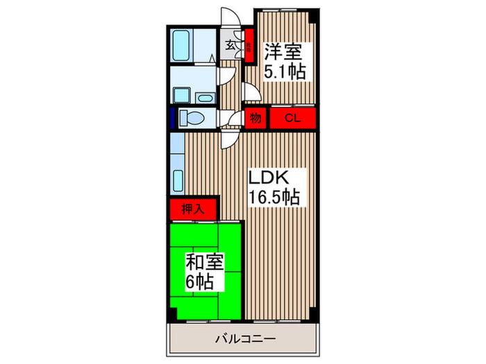 パークエイト戸田(2LDK/1階)の間取り写真