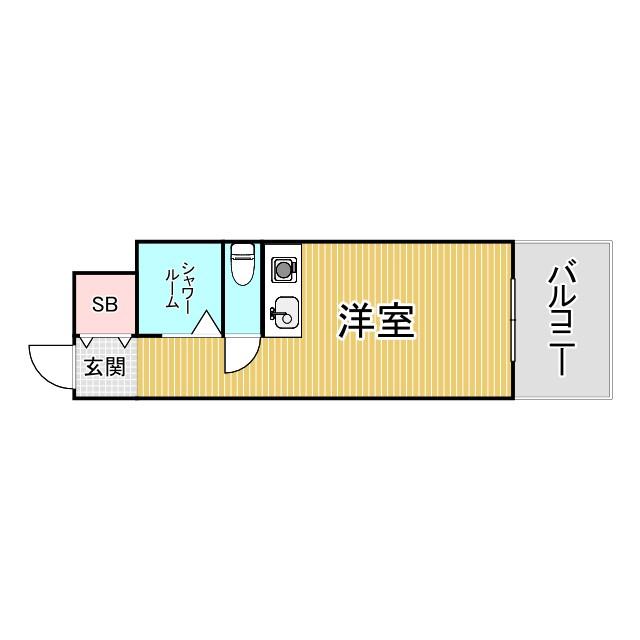 ロワイヤル北野(ワンルーム/4階)の間取り写真
