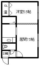 ドリームB(1DK/2階)の間取り写真