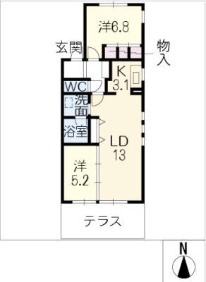 CUBE KIFUNE(2LDK/1階)の間取り写真