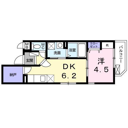 ボンヌフレーズ(1DK/1階)の間取り写真