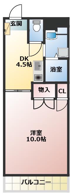 エクセル浅山(1K/1階)の間取り写真