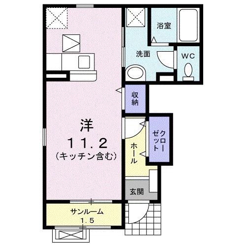 フローレンス 富岡(ワンルーム/1階)の間取り写真