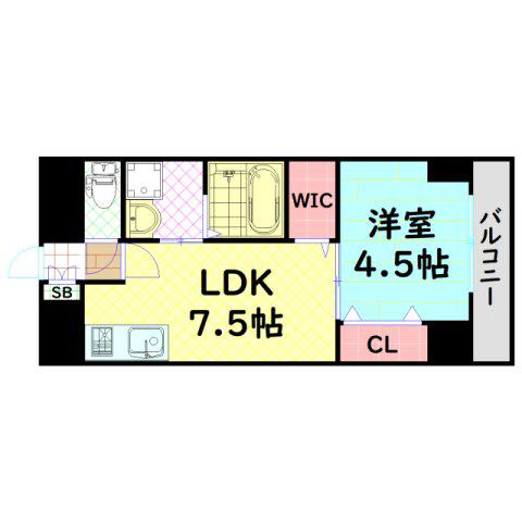 LACASA上本町(1LDK/10階)の間取り写真