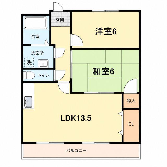 グランデージ明西(2LDK/3階)の間取り写真