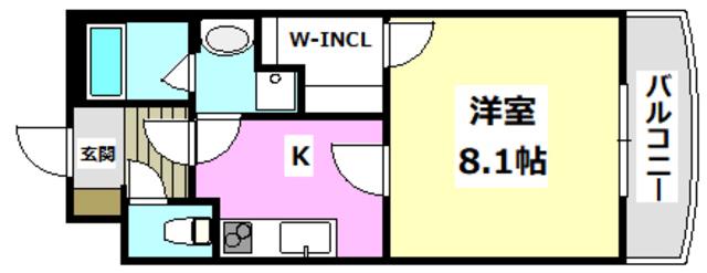 ヴィオラ北千里(1K/2階)の間取り写真