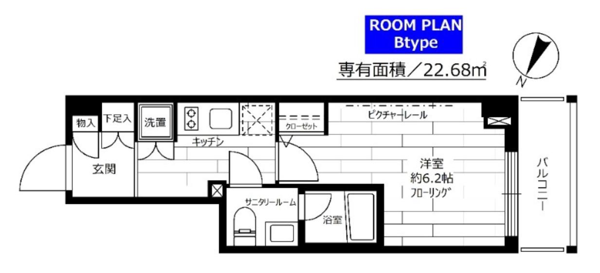ステージグランデ平和台(1K/4階)の間取り写真