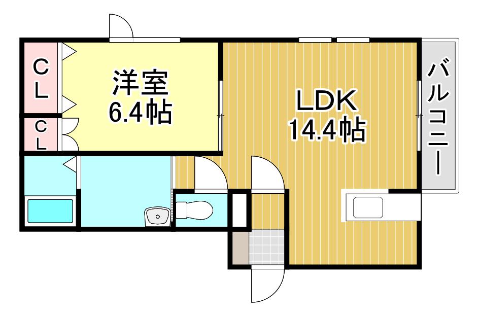 アンビシャス日新C(1LDK/2階)の間取り写真