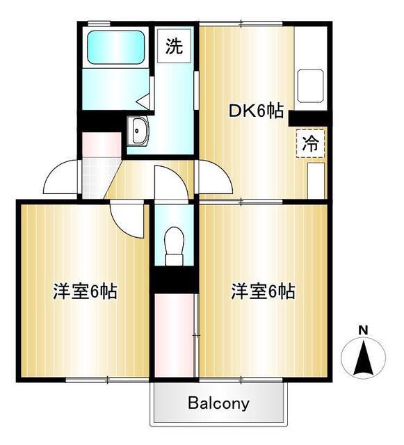 セジュールさつき台(2DK/1階)の間取り写真