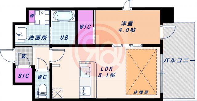 エステムコート谷町九丁目(1LDK/5階)の間取り写真