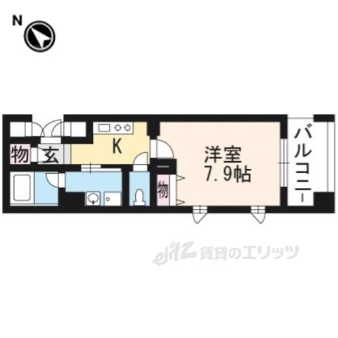 レジディア洛北(1K/4階)の間取り写真