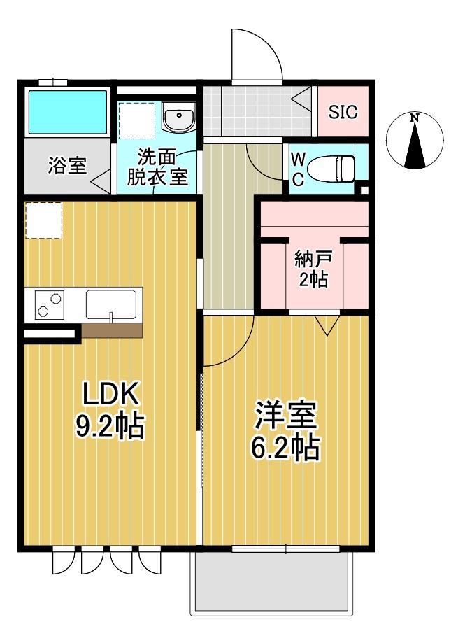 MAISON BLANCHEII(1LDK/2階)の間取り写真