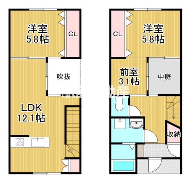 IKエコパ(2SLDK/2階)の間取り写真