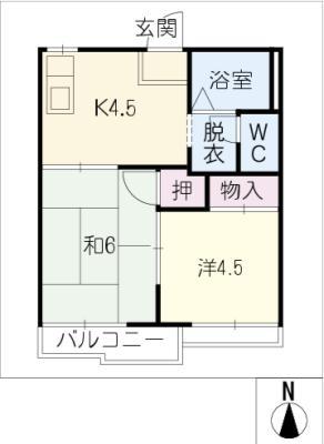 コーポ吉田(2K/2階)の間取り写真