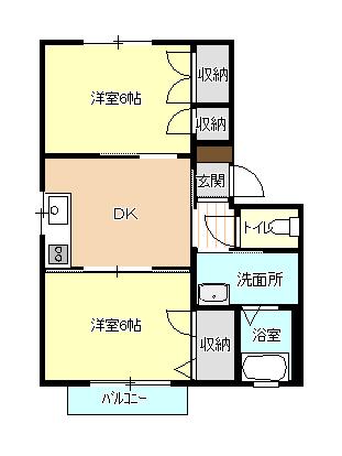 エクセルシミズB(2DK/2階)の間取り写真