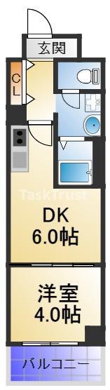 ヴィラナリー豊秀(1DK/6階)の間取り写真