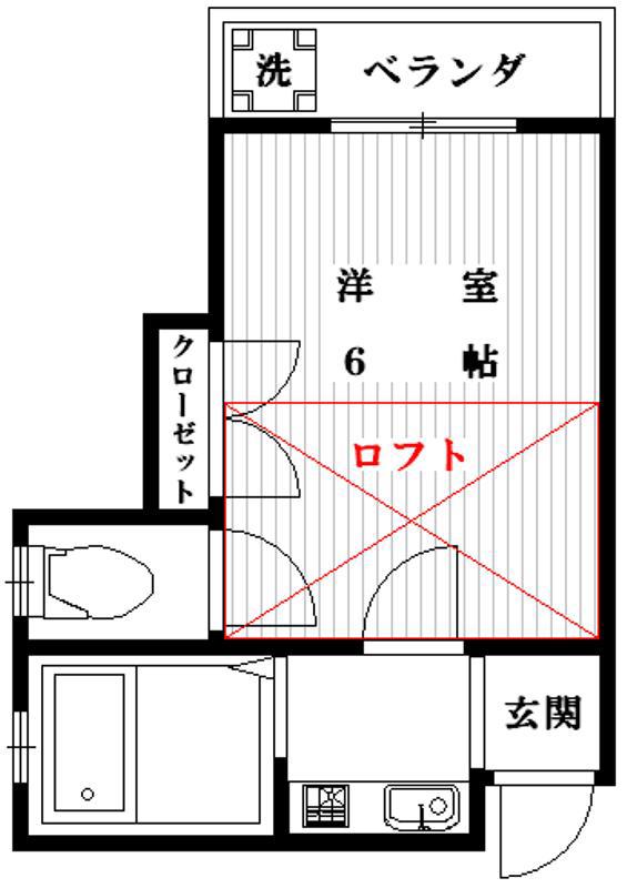 ロゼ・狭山(1K/2階)の間取り写真