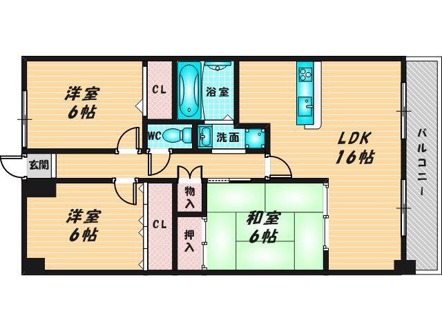 ブランチ913(3LDK/6階)の間取り写真