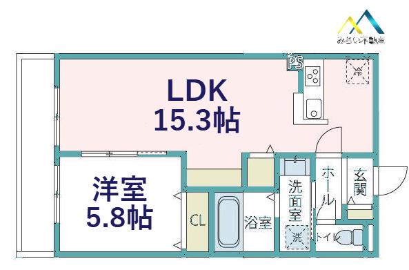 エクセル清水ヶ丘(1LDK/2階)の間取り写真