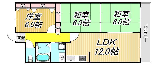 ファミーユII(3LDK/4階)の間取り写真