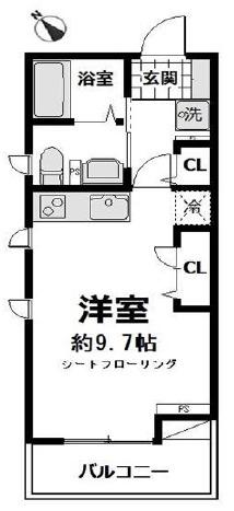 カーサビアンカ(ワンルーム/2階)の間取り写真