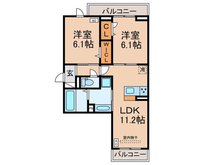 FELIZ TORISIA(2LDK/3階)の間取り写真