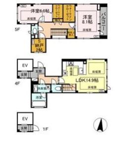 HIROO TERRACE 5(2SLDK/4階)の間取り写真