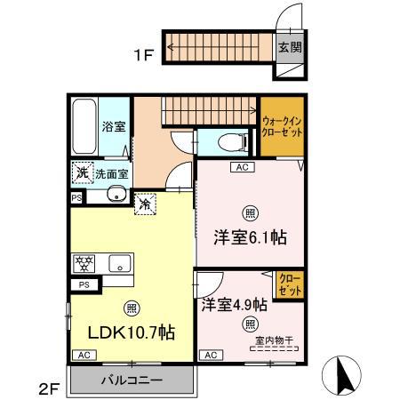 EXROSA(2LDK/2階)の間取り写真