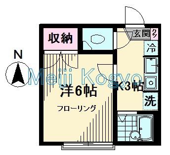 ベルメAOKI(1K/2階)の間取り写真