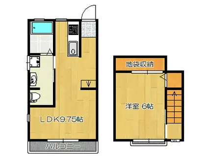 タマダハイツB(1LDK/2階)の間取り写真