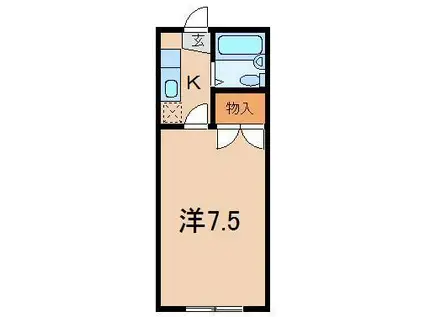 ハビデ清水(1K/1階)の間取り写真