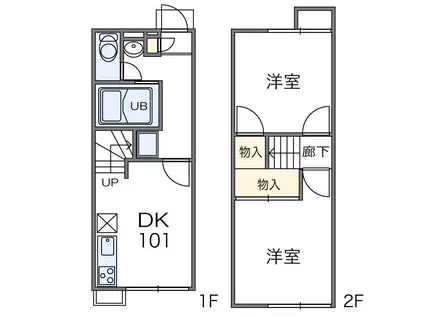 レオパレスAKIRA(2DK/1階)の間取り写真