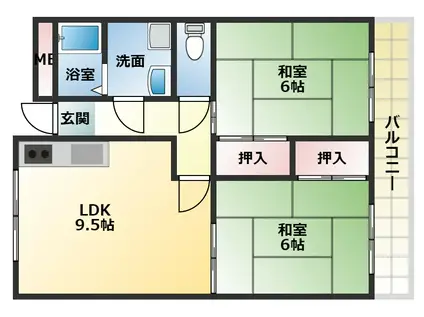 ルネ・アルマーニ(2LDK/1階)の間取り写真