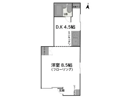 ラファエル横浜(1DK/1階)の間取り写真