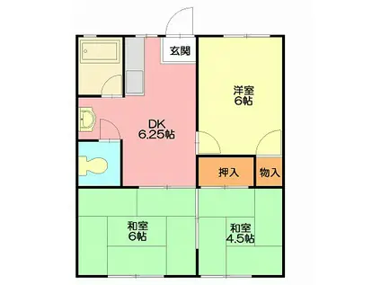 コーポ中屋敷(3DK/2階)の間取り写真