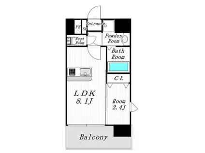 MODERN PAL美野島NEURO(1LDK/13階)の間取り写真