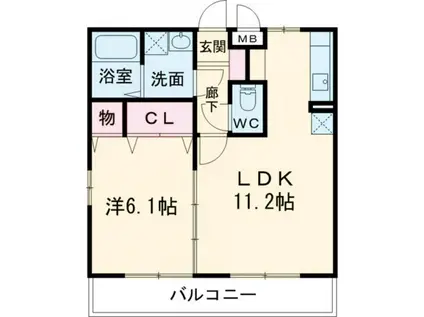 ケインヒルハイム(1LDK/1階)の間取り写真