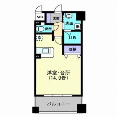 松山ウエスティン(1K/9階)の間取り写真
