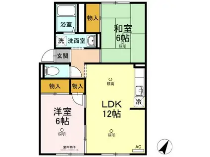 プレジール中島A棟(2LDK/1階)の間取り写真
