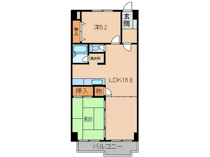 マンションラウルス(2LDK/3階)の間取り写真