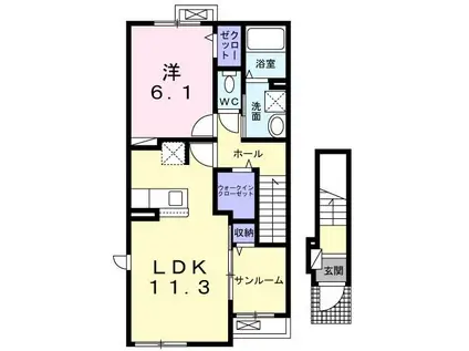 ブリック フェアリーIII(1LDK/2階)の間取り写真