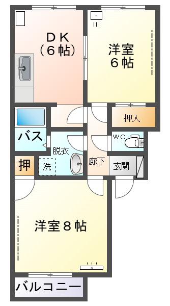 レピュートK(2DK/3階)の間取り写真