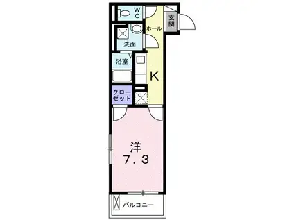 ブラン・フレール(1K/2階)の間取り写真