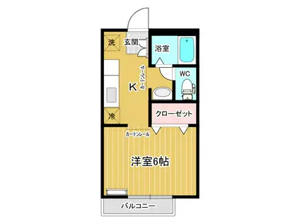 マリノス松代C(1K/2階)の間取り写真