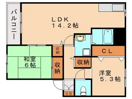 フルハウスA棟(2LDK/2階)の間取り写真