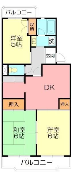 ハイツエントピア(3DK/2階)の間取り写真