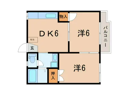 第三カナヤハイツ(2DK/1階)の間取り写真