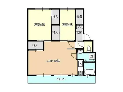 サルヴァトーレ堂崎(2LDK/4階)の間取り写真